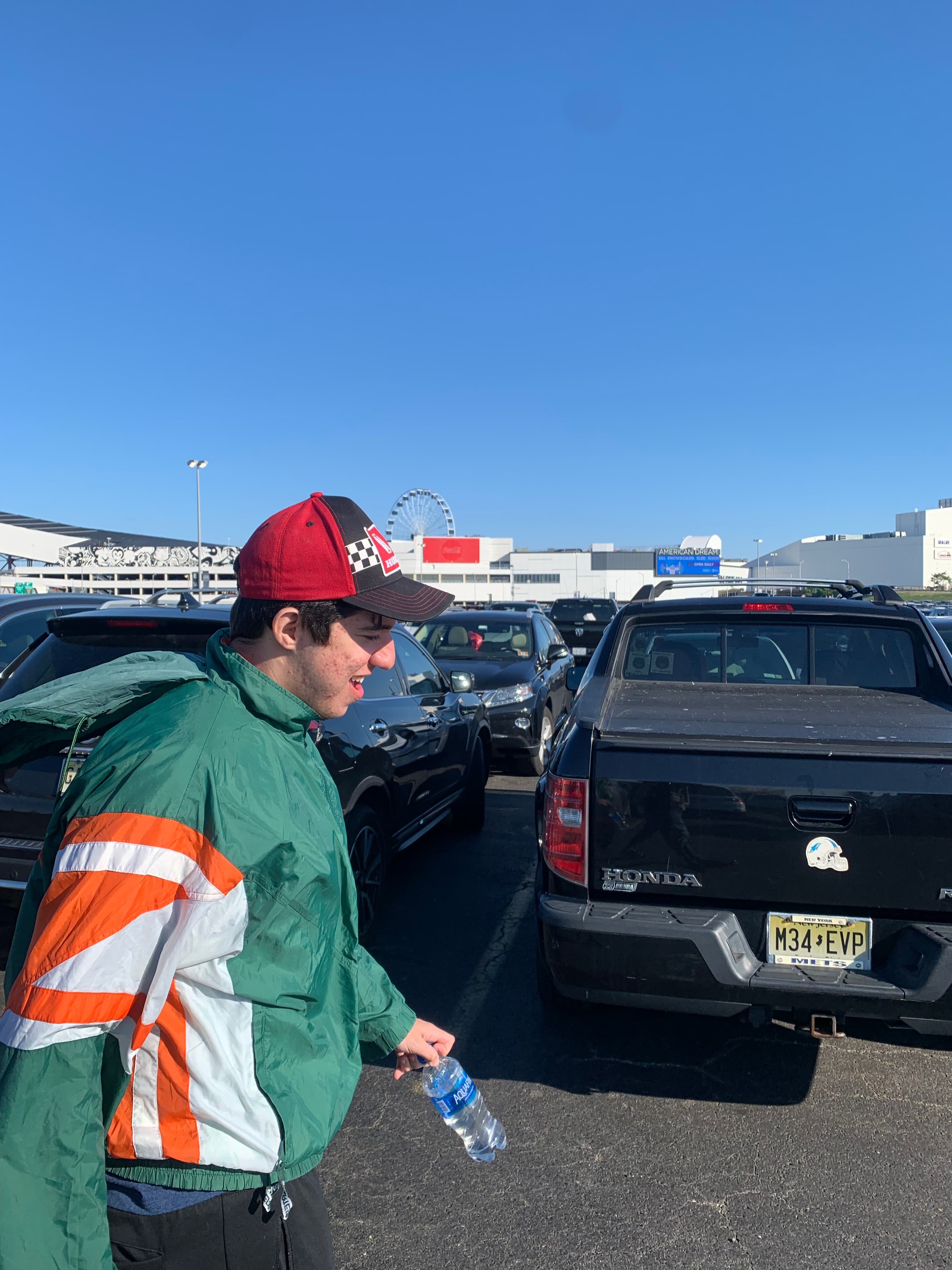 Ryan in his Miami Hurricanes jacket on a road trip